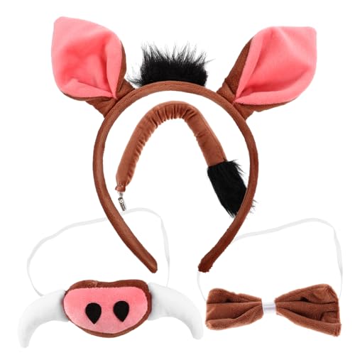 DECOMELODY Schwein Kostümset Mit Ohr-reif Schweinchen-schnauze Fliege Und Für Junge Mädchen Tier Cosplay Zubehör Für Halloween Und Partys von DECOMELODY
