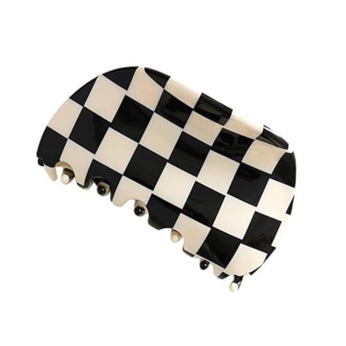 DECOMELODY Shark Clamp Haarklammer Mittlere Halbkreis Design Schwarz weiß Kariert Langlebiger Haarschmuck für Damen und Mädchen Alltag Geschenkidee von DECOMELODY