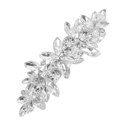 DECOMELODY Silberne Haarklammer mit Funkelnden Kristallen Strassbesetzte Haarspange für Frauen Eleganter Brautschmuck für Hochzeit Party und Besondere Anlässe Exklusiver Glitzer haarclip von DECOMELODY