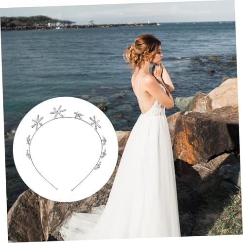 DECOMELODY Silberner Haarschmuck Damen Hochzeit Strass Tiara mit Sechsstrahligem Stern Leichter Braut Kopfschmuck Perlenverzierung Vielseitiges Stirnband für Festliche Anlässe und Karneval von DECOMELODY