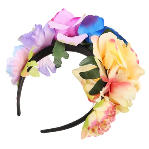 DECOMELODY Simulation Haarreif mit Blumen Halloween Party Haarband in Gelb Künstliche Rosenkrone Leichter Blumenschmuck für Damen und Mädchen Dekoratives Haarschmuck Accessoire von DECOMELODY