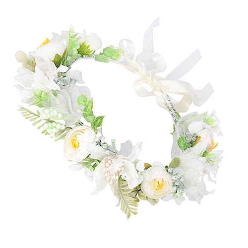 DECOMELODY Simulierter Blumenkranz Haarreif Damen Hochzeitsgirlande Kopfschmuck Leicht Tragbar Hautfreundlich Frisch Stil Accessoire für Braut Party Foto Requisiten von DECOMELODY