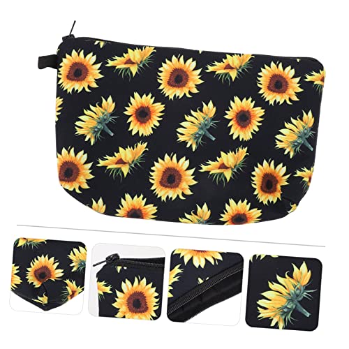 DECOMELODY Sonnenblumen Kosmetiktasche Damen Große Kapazität Waschbeutel Tragbar Robust Reißverschluss Kosmetikbeutel Multifunktional für Reisen und Alltag von DECOMELODY
