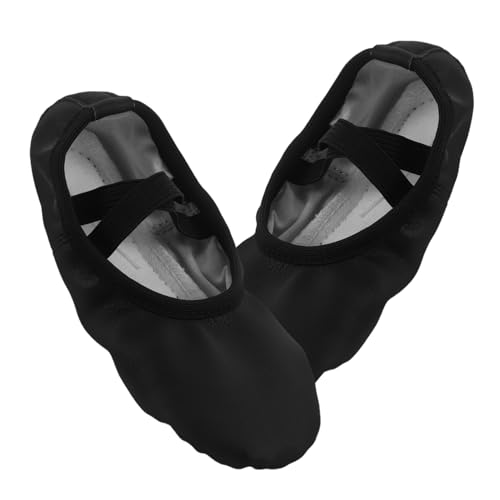DECOMELODY Tanzschuhe No Tie Dance Flats Ballettschuhe Für Mädchen Weiche Sohle Ballettschuhe Ballett Tanz Damen Ballett Tanzschuhe Damen Pu Schwarz von DECOMELODY