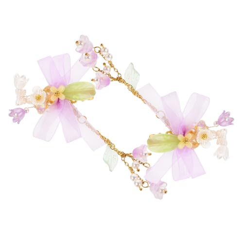 DECOMELODY Tassel Blumen Haarspangen für Mädchen Kleine Haarklammern mit Seidenband Hanfu Haarschmuck Sicher und Bequem für Partys Geburtstage und Tägliches Tragen in mit Libellenmotiv von DECOMELODY