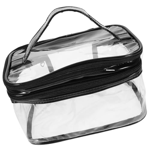DECOMELODY Transparente Doppellagige Kosmetiktasche aus PVC mit Großem Fassungsvermögen Leichter Tragbarer Organizer für Make up und Reise toilettenartikel Handlicher Kulturbeutel in Schwarz DECOMELODY Transparente Doppellagige Kosmetiktasche aus PVC mit Großem Fassungsvermögen Leichter Tragbarer Organizer für Make up und Reise toilettenartikel Handlicher Kulturbeutel in Schwarz von DECOMELODY