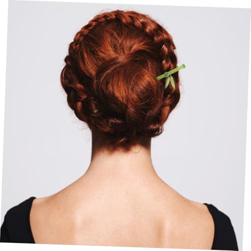 DECOMELODY Transparente Grüne Bambus haarnadeln Lang Chinesisch mit Quaste Bambusblatt Haarschmuck für Dutts Traditionelle Haarnadeln Damen Vintage stil von DECOMELODY