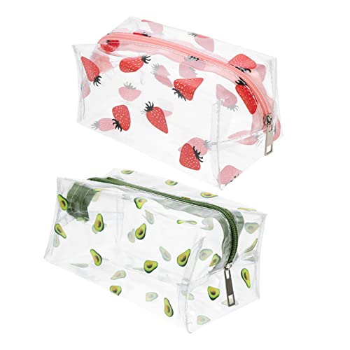 DECOMELODY Transparente Kosmetiktaschen Tragbare Make Up Organizer Große Kapazität Wasserdichtes Design Für Reise Und Alltag Für Kosmetik Und Toilettenartikel Erdbeere von DECOMELODY