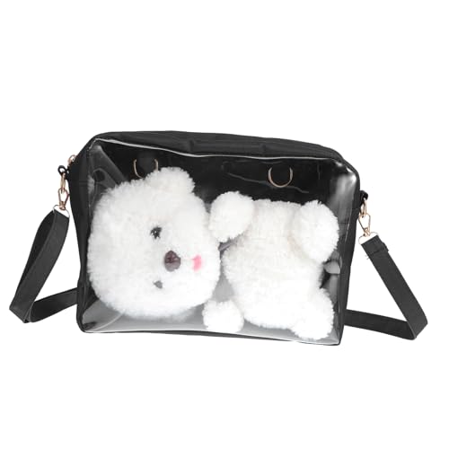 DECOMELODY Transparente Umhängetasche Damen Verstellbarer Gurt Oxford Robuste Schultertasche Reise Crossbody Bag mit Reißverschluss Klarer Front Schwarz DECOMELODY Transparente Umhängetasche Damen Verstellbarer Gurt Oxford Robuste Schultertasche Reise Crossbody Bag mit Reißverschluss Klarer Front Schwarz von DECOMELODY