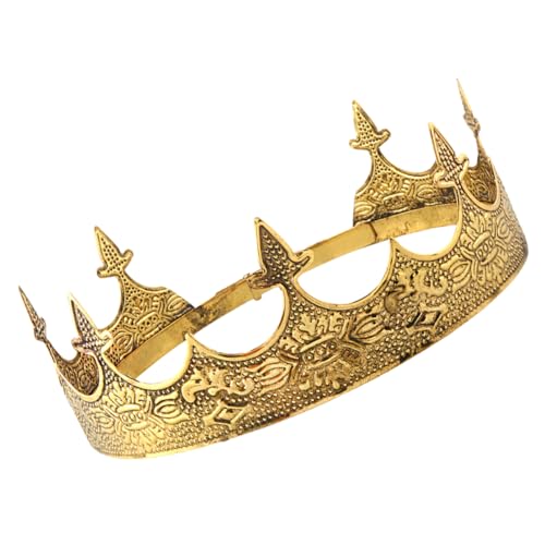 DECOMELODY Verstellbare Herren Königskrone aus Leichtem Weichem Klassische Goldfarbene Kopfbedeckung für Cosplay Halloween und Festliche Anlässe Komfortabel und Stilvoll von DECOMELODY