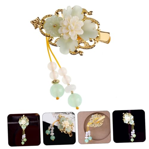 DECOMELODY Vintage Chinesische Haarspange aus Glas mit Quasten Stabile Haarklammer für Damen Klassischer Haarschmuck Vielseitig Einsetzbar für Verschiedene Frisuren und Anlässe von DECOMELODY