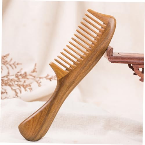 DECOMELODY Vintage Sandelholz Haarkamm mit breiten Zähnen Natürlicher Massagekamm für Frauen Tragbarer Leichter Entwirrkamm zur Haarpflege und Kopfhautmassage von DECOMELODY