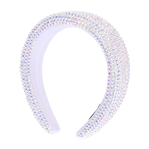 DECOMELODY Volldiamant Stirnband Mit Breiter Krempe Gepolsterte Stirnbänder Strass Haarband Braut Haarschmuck Breites Strass Haarband Trendiger Schmuck Haarbänder Strass Kopfschmuck von DECOMELODY