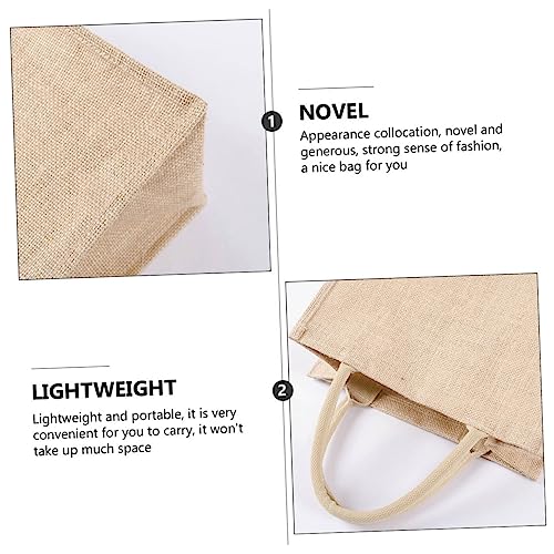 DECOMELODY Wasserdichte Jute Tasche Handtasche aus Leinen Vintage Einkaufstasche Tragbar für Alltag und Arbeit Robuste Mehrzwecktasche als Umweltfreundliche Stofftasche von DECOMELODY