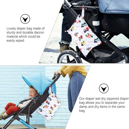 DECOMELODY Wasserdichte Windeltasche aus Langlebigem Polyester Wiederverwendbare Feucht trocken Tasche Kinderwagen Organizer für Reisen und Alltag mit Kreativem Design in Blau von DECOMELODY