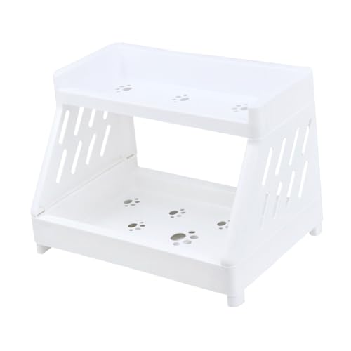DECOMELODY Wasserfester Desktop Organizer Stand Zweistöckiges Kosmetik Aufbewahrungsregal mit Hohlem Design Praktischer Ständer für Kosmetik und Alltagsgegenstände Platzsparend und Leicht zu von DECOMELODY