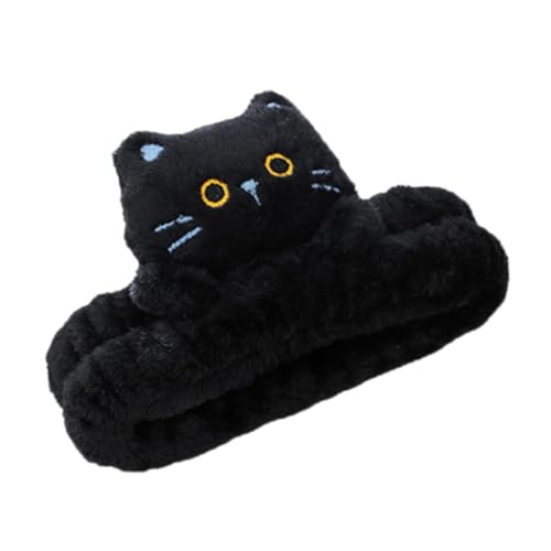 DECOMELODY Weiches Elastisches Spa Stirnband Damen Katzenmotiv Haarband für Gesicht Waschen Make Up Entferner Vielseitig für Yoga Dusche und Hautpflege Langlebig Bequem Schwarz von DECOMELODY