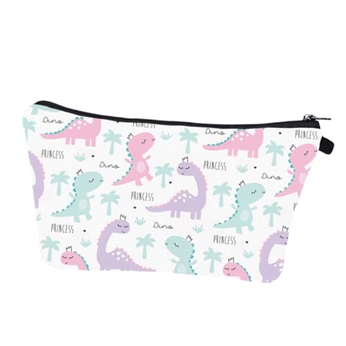 DECOMELODY wasserdichte Dinosaurier Kulturtasche Damen Kosmetiktasche Waschbeutel Polyester Reise Make up Organizer Robust und Geräumig für Business Camping Gym Alltag von DECOMELODY