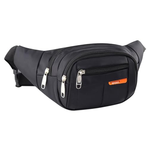 DECOMELODY wasserdichte Multifunktionale Sport Bauchtasche für Herren Verstellbar Großer Stauraum für Outdoor Wandern Laufen und Reisen Robuste Umhängetasche in Schwarz von DECOMELODY