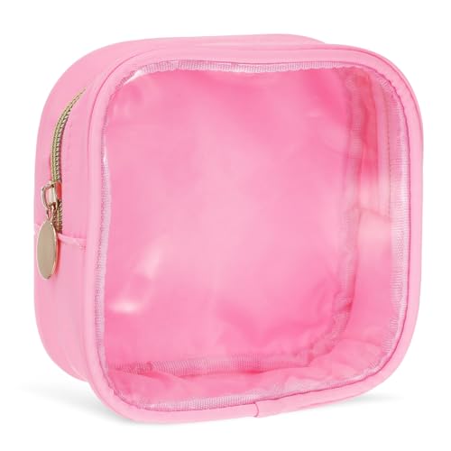 DECOMELODY Transparente Kosmetiktasche Mit Reißverschluss Kleine Reise-Aufbewahrungstasche Make-up-Tasche Mit Frontfenster Organizer-Tasche Für Damen Tragbare Hautpflegetasche von DECOMELODY