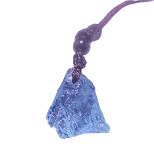 DECORN Natürliche Aquamarin-Rohstein-Anhänger-Halskette 20–30 Mm Großer Rohstein-Schutz-Amulett-Anhänger mit Verstellbarer Kordel Heilkristallstein-Anhänger für Damen und Herren von DECORN