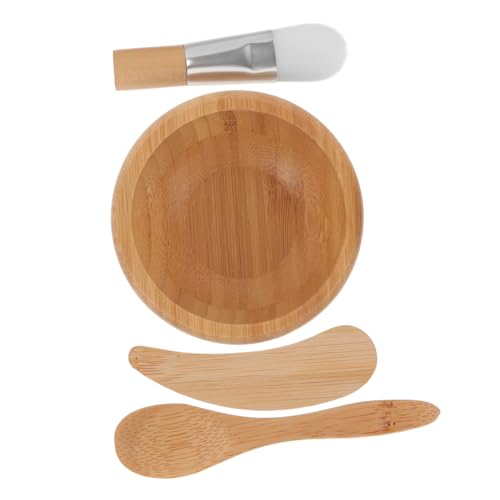 DECORNIJIA 1 Satz Holz Maskenschüssel Set Teiliges DIY Kosmetik Set für Schüssel Rührspatel Pinsel und Löffel für Entspannende Gesichtsbehandlungen von DECORNIJIA