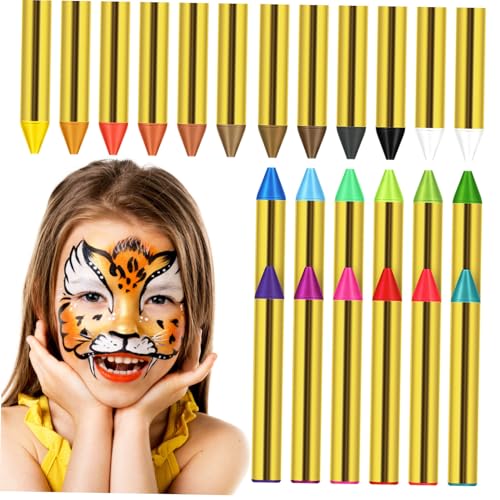 DECORNIJIA 1 Schachtel Farben Face Paint Crayons Umweltfreundliche Öl Wachsmalkreiden Ergonomische Gesichtsbemalung Sticks Leicht Tragbar Leuchtende Farben Einfach Abwaschbar für Cosplay von DECORNIJIA