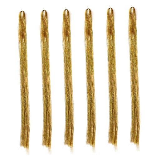 DECORNIJIA 1 Set Haarlametta: Glänzendes Lametta-extensions-set – Häkelnadel-clips Aus Holz Und Mikroringe Im Lieferumfang Enthalten – Haarstyling-zubehör Für Frauen Und Mädchen von DECORNIJIA