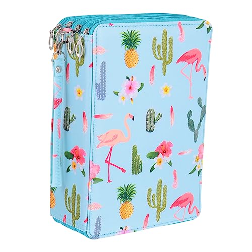 DECORNIJIA 1stück Großes Federmäppchen Mit Fächern Praktische Aufbewahrungstasche Für Bleistifte Marker Und Aquarellstifte Robustes Pu-Material Flamingo Für Schüler Und Künstler von DECORNIJIA