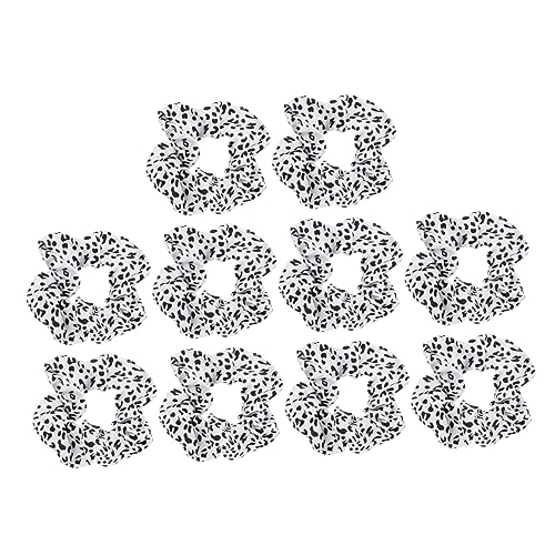 DECORNIJIA 10 Stück Haargummis mit Kuhmuster Elastische Ponytail Holder für Damen und Mädchen Langlebige Haarbänder Rutschfest Vielseitig für Alltag Sport und Partys Weiß von DECORNIJIA