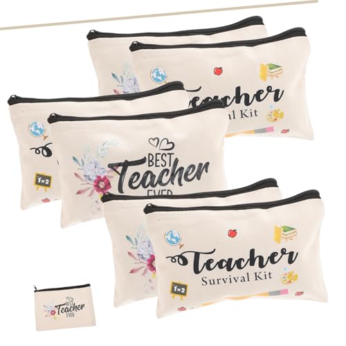 DECORNIJIA 10 Stück Teiliges Canvas Reißverschluss Kosmetiktaschen aus Baumwolle Multifunktionale Make up Aufbewahrungstasche für Lehrerinnen Praktische Schmink Stift Organizer Kompakt und von DECORNIJIA