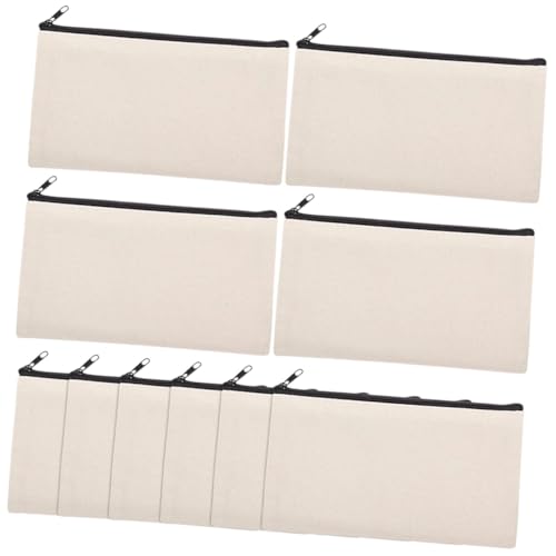 DECORNIJIA 10 Stück Teiliges DIY Canvas Kosmetiktaschen Sublimationsfähige Leere Federmäppchen mit Reißverschluss Vielseitig als Kulturbeutel Organizer und Make Up Tasche für Reisen und von DECORNIJIA