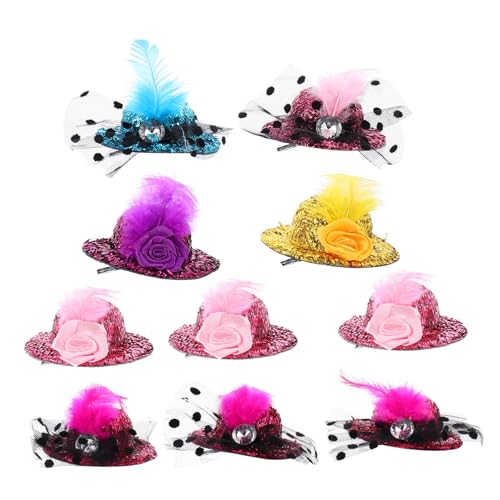 DECORNIJIA 10 Stück Teiliges Haarschmuck Mini Hut Haarspangen mit Glänzender Oberfläche Stabile Haarklammern für Festlichen Look Geeignet als für Mädchen zu Party und Geburtstag von DECORNIJIA