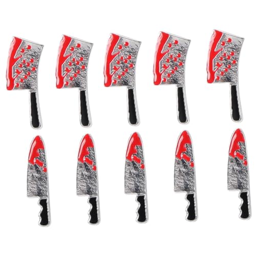 DECORNIJIA 10 Stück Teiliges Halloween Nail Charms aus Metall mit Blutigen Messer Designs DIY Nagelkunst Zubehör für Nageldesign Langlebig Detailreich für Salon und Zuhause Halloween Deko von DECORNIJIA