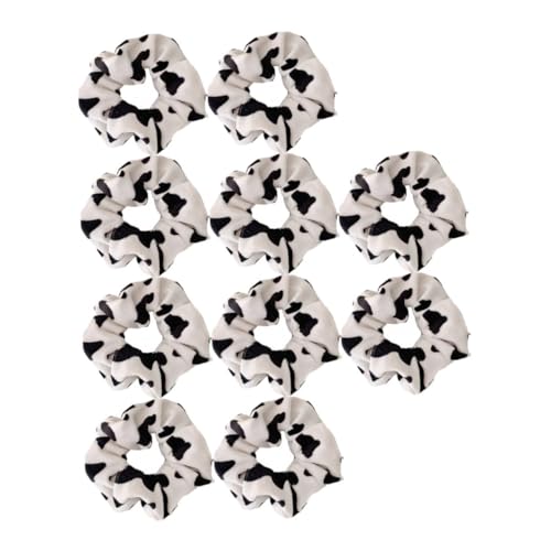 DECORNIJIA 10 Stück Teiliges Kuhmuster Haargummis für Mädchen Elastische Dehnbare Haarbänder Weiche Schonende Ponytail Haarschleifen Vielseitiger Haarschmuck für Alltag und Besondere Anlässe von DECORNIJIA