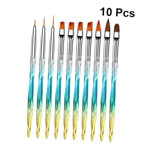 DECORNIJIA 10 Stück Teiliges Nagelkunststifte Gradient Blau Präzise Malpinsel für Details Muster und Maniküre für DIY Nageldesign und Professionelle Anwendungen von DECORNIJIA