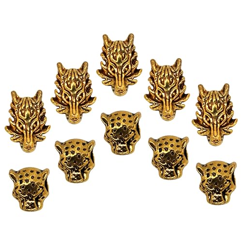 DECORNIJIA 10stücke Tierkopf Haarperlen Perlen Für Haarzöpfe Haarschmuck Für Zöpfe Haaranhänger Flechtzubehör Metallperlen Zopfperlen Haarschmuck Für Männer Haardekorationen von DECORNIJIA