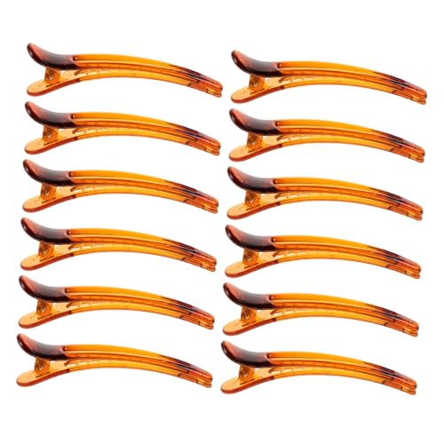 DECORNIJIA 12 Stück Kunststoff Haarspangen Duckbill Haarschmuck Rutschfeste Frisuren Accessoires für Damen und Mädchen Kaffeefarben für Makeup und Styling von DECORNIJIA
