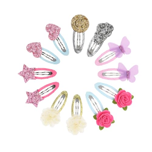 DECORNIJIA 12 Stück Teiliges Haarschmuck für Mädchen Handgefertigte Bunte Haarspangen Glatte Metallklammern Vielseitig Kombinierbar für Alltag Schule und Festtage Geeignet für Jugendliche von DECORNIJIA