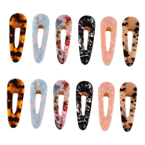 DECORNIJIA 12 Stück Teiliges Marbling Leopard Acryl Haarspangen Stabile Rutschfeste Haarklammern für Damen und Mädchen Leichter Langlebiger Haarschmuck mit Geometrischem Design Modische von DECORNIJIA