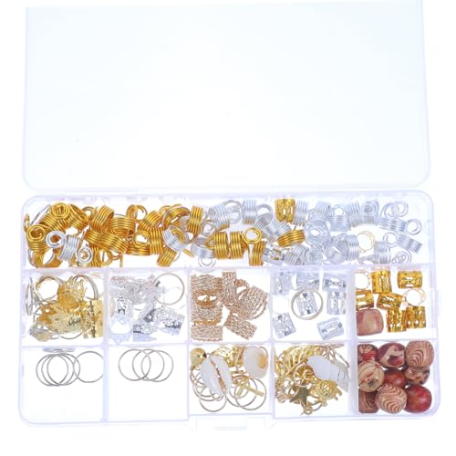 DECORNIJIA 158 Stück Teiliges Dreadlocks Zubehör Haarschmuck mit Haarringen und Schmuck für Zöpfe für Hochzeiten Partys Modeevents und Fotoshootings Vielseitig Einsetzbar von DECORNIJIA