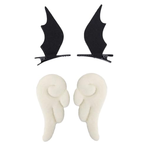 DECORNIJIA 2 Paare Engelsflügel Haarklammern aus Kunstleder Mädchen Haarspangen mit Weißem und Schwarzem Dämonenmotiv Niedlicher Haarschmuck für Party Alltag und Festliche Anlässe DECORNIJIA 2 Paare Engelsflügel Haarklammern aus Kunstleder Mädchen Haarspangen mit Weißem und Schwarzem Dämonenmotiv Niedlicher Haarschmuck für Party Alltag und Festliche Anlässe von DECORNIJIA
