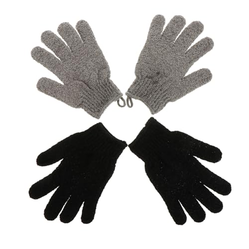 DECORNIJIA 2 Paare Peeling handschuhe Schwarz Körperpeeling Waschhandschuhe zur Sanften Hautreinigung und Durchblutungsförderung für Damen und Herren Dusche Spa von DECORNIJIA
