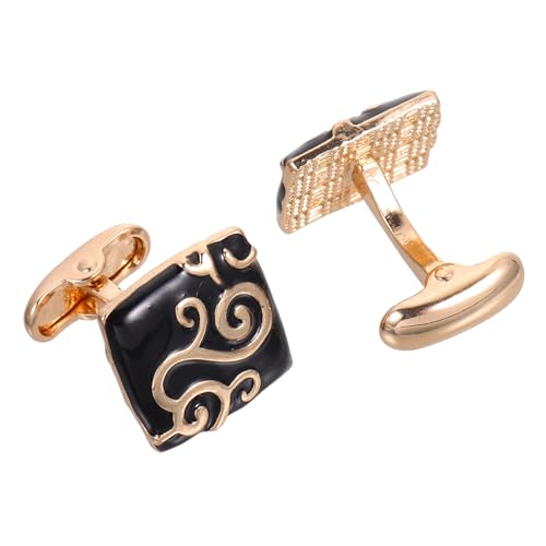 DECORNIJIA 2 Paare Retro Manschettenknöpfe aus Zinklegierung Quadratisch Schwarz Lackiert Hemdknöpfe für Herrenanzüge Stilvolle Kleidung Accessoires Langlebig und Vielseitig Einsetzbar von DECORNIJIA