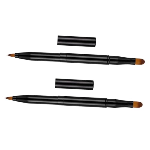 DECORNIJIA 2 STÜCK Doppelköpfiger Einziehbarer Make Up Pinsel Vielseitiger Dual Purpose Kosmetikpinsel für Lippen Eyeliner Augenbrauen und Concealer mit Kunststoffgriff und Dichten von DECORNIJIA