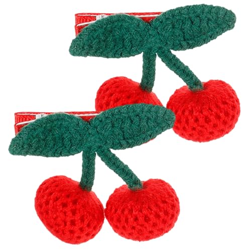 DECORNIJIA 2 Stck Häkel Kirsch Haarspangen für Mädchen Handgestrickte Leichte Haarklammern Wiederverwendbar Stabil Modische Haarschmuck für Alltag Geburtstag Hochzeit und Party von DECORNIJIA