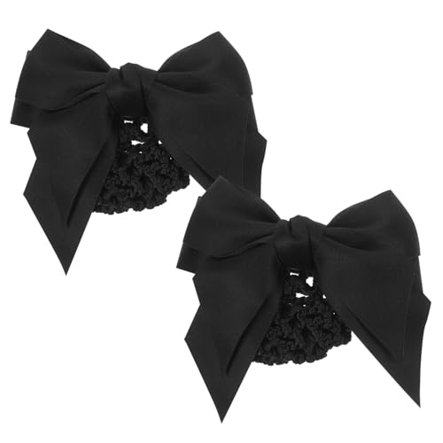 DECORNIJIA 2 Stck Schwarze Haarnetz Dutt Clips mit Schleifen Haarnetz Haarspangen für Damen Stilvolle Haaraccessoires für Büro Krankenschwester Rutschfeste Haarnetzhalter für Gepflegtes von DECORNIJIA
