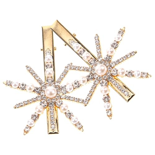 DECORNIJIA 2 Stck Teiliges Schneeflocken Haarklammern mit Perlen und Funkelnden Strasssteinen Dekorative Haarspangen für Frauen Fester Griff Stilvolles Design für Verschiedene Frisuren von DECORNIJIA