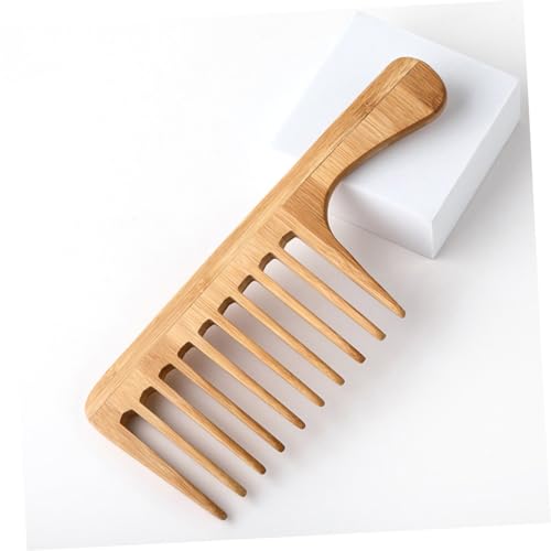DECORNIJIA 2 Stück Bambus Großer Breiter Zahnkamm für Männer Frauen Grobzinkiger Kamm für Lockiges Haar Vintage Retro Styling Kopfhautmassage Tragbar für Zuhause Büro Reise von DECORNIJIA