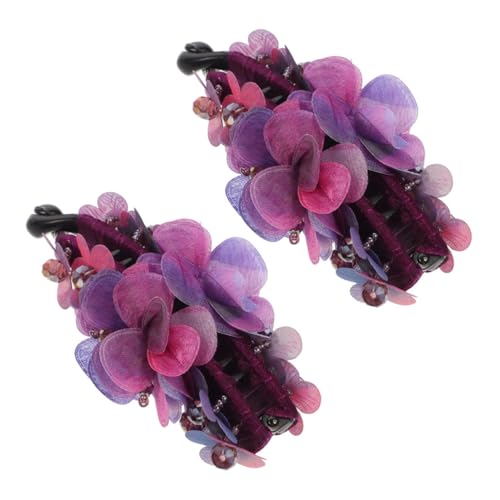 DECORNIJIA 2 Stück Blumen Haarspangen Stoff Bananenclips mit Starker Fixierung Modische Haarklammern für Pferdeschwanz Zöpfe und Hochsteckfrisuren Einzigartige Damen Haaraccessoires in von DECORNIJIA